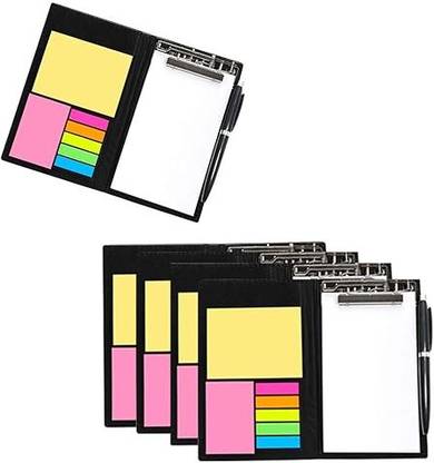 Rudra Memo Note Pad/Memo Note Book with Sticky Notes & Clip Holder in Diary Style A5 Memo Pad Plain 50 Pages