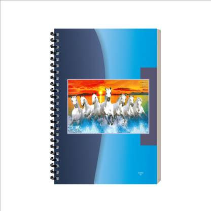 ESCAPER Seven Horse Notebook, Spiral Diary for Journaling Office Travel A5 Diary Ruled 160 Pages