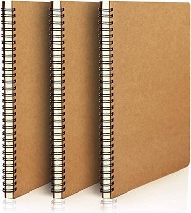 Eusoar B5 3 Pack 120 Pages Hardcover Kraft Lined College Ruled Travel Writing Notebooks B5 Notebook Ruled 120 Pages