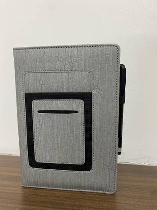 MAGPIE A5 Size Grey Color with PenHolder Mobile Slot Notebook PU Soft Leather Material Regular Notebook Ruled 200 Pages