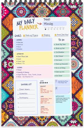ESCAPER Mandala Art Theme Daily Planner Diary (A5 Size - 8.5"L x 5.5"W - 80 Days Plan) | Daily Planner for Students | Daily Planner Notepad A5 Planner/Organizer Ruled 80 Pages