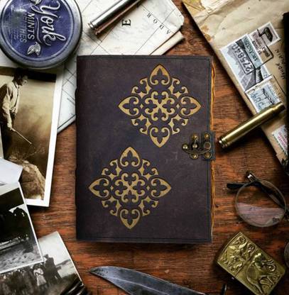 DI-KRAFT Laser cutting design leather journal Handmade Paper diary A5 Journal unruled 200 Pages