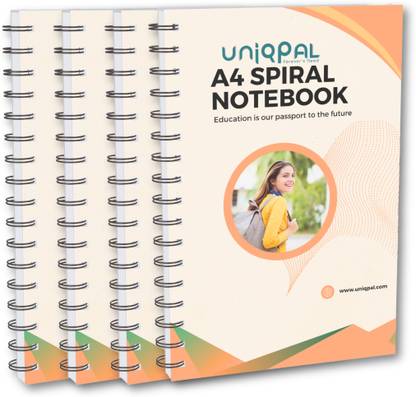 UNIQPAL Lining Spiral notebook|A4 Size(210x297mm)|75GSM|800 Pages (200 pages x 4)| A4 Notebook Ruled 800 Pages