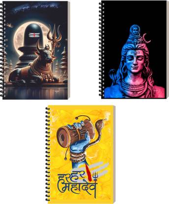 ESCAPER Shiv Ji Devotional Diary, Spiral Ruled Diary, Office Travel & Personal Use A5 Diary Ruled 160 Pages