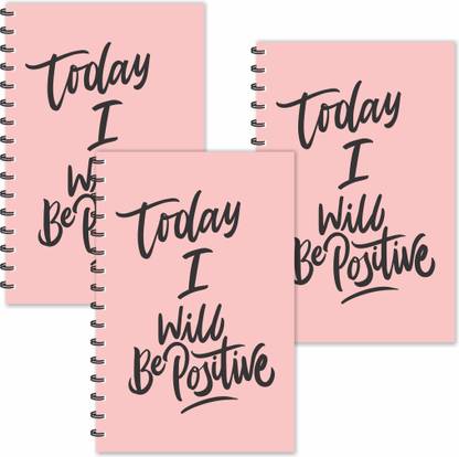 ESCAPER Today I will be Positive Motivational Quotes Diaries (Ruled - A5 Size - SUPER SAVER Pack of 3 Diaries), Quotes on Diaries A5 Diary Ruled 160 Pages