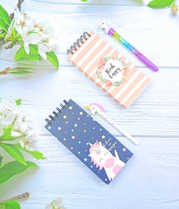 IDYLLIC To Do Planner/Diary with Unicorn Pen For kids A5 Notebook Ruled 130 Pages