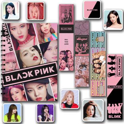 RINKON Blackpink Notebook Diary Kpop Girls Stickers Bookmark Notepads For Blink Army A5 Notebook Unrulled 160 Pages