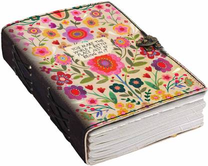 DI-KRAFT Printed Designer leather cover Diary with Lock For Office|Gift|SIZE 5*7 INCHES A5 Diary unruled 200 Pages