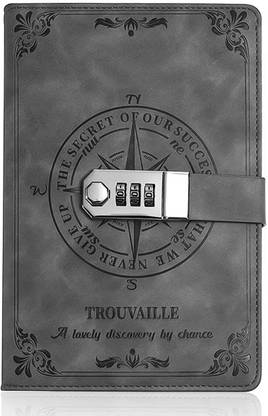FLOSTRAIN Diary with Lock Leather Diary 200+ Page A5 Diary Running 200 Pages