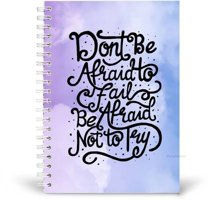 PurpleBees Don’T Be Afraid To Fail Be Afraid Not To Try Quotes Diary Motivationa A5 Notebook Plain 150 Pages