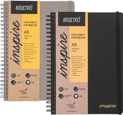 BRuSTRO Inspire 80 sheets/160 pages, 70 gsm ivory paper A5 Notebook Ruled 160 Pages