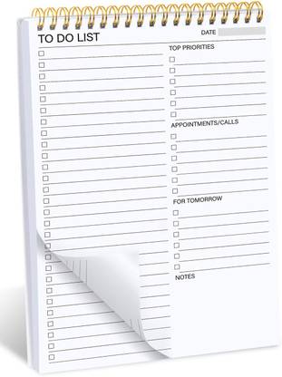 TWONE Daily Planner Notepad Double Side Use To Do List Notebook B5 Note Pad Ruled 60 Pages