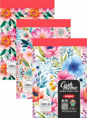 ANUPAM 11x19cm Size Bill Book Cash Memo with Carbon & Index Ruled Sheets Pad 50 Sets Regular Cash Memo (50 Original + 50 Duplicate Pages) for Shop Office Institute Size : 00 Pack of 3 100 Pages