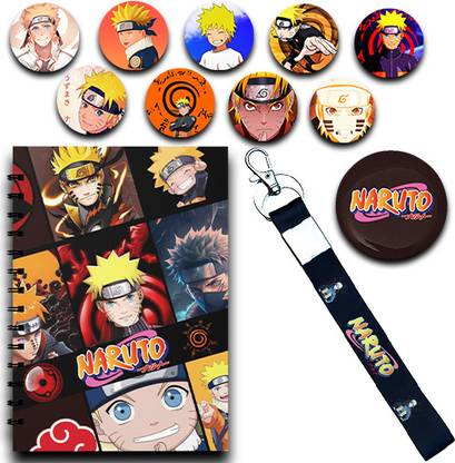 RINKON Anime Naruto Notebook Set A5 Size 160 Pages Unrulled Naruto Keychain Stickers A5 Note Book Unrulled 160 Pages