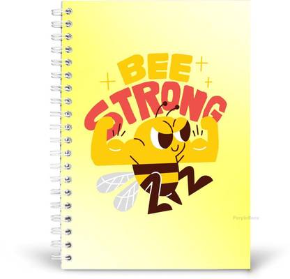PurpleBees Bee Strong Quotes Diary Motivational Notebook | A5 Notebook Plain 150 Pages