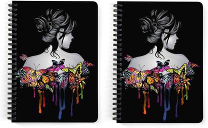 Drapvision 2-in-1 | 100 pgsx2 | 125 GSM | With Calendar+Planner | Colorflies Concept A5 Notebook Unruled 200 Pages