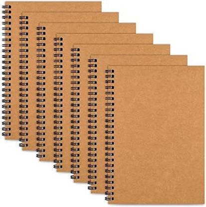 LABUK 7 Pack A5 Unlined Spiral Notebook 100 Pages Blank Notebook Journal A5 Notebook Unruled 100 Pages