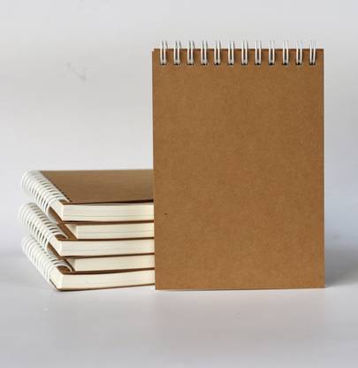 TWONE Spiral Brown Eco- Friendly Notepad A6 Note Pad Dotted 100 Pages