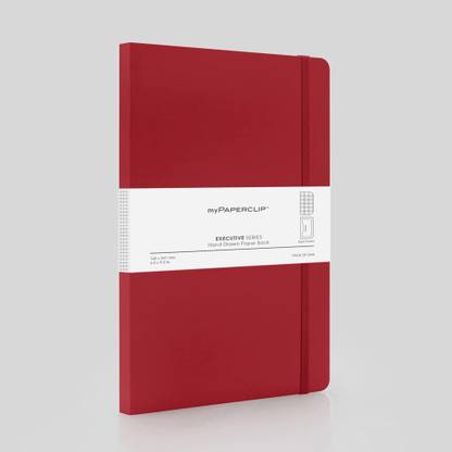 myPAPERCLIP Executive Series Notebook, Large (165 x 241 mm, 6.5 x 9.5 in) ESX192L-C Red, Regular Notebook Squared 192 Pages