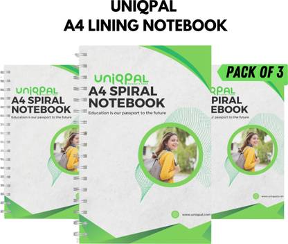 UNIQPAL Notebook SPIRAL A4 Notebook Ruled Notebook 200 Pages