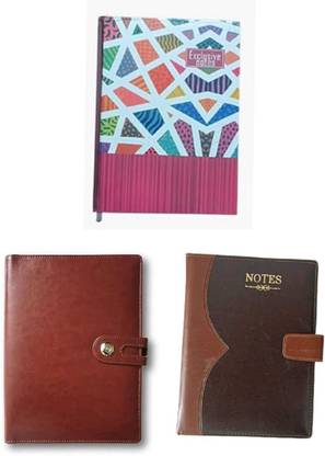 The Startup Bazaar Combo pack Lether Diary Notebook New Button Diary Office Diary B5 Diary 2024-2025 200 Pages