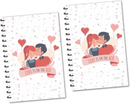 ESCAPER Love is in the Air Couple Designer Diaries (Ruled - A5 Size - Pack of 2 Diaries), Couple Diaries, Love Diaries, Heart Diaries A5 Diary Ruled 160 Pages