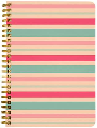 TaffyNotes Colourful Horizontal Line Pattern (Gold) A5 Notebook Ruled 120 Pages