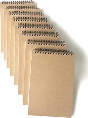 TWONE A5 Top Spiral Big Wire Journals Bulk Steno Pads Blank Kraft Brown A5 Notebook Blank 100 Pages