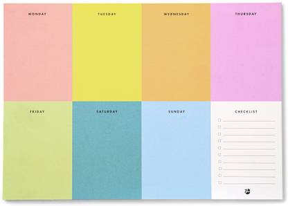7mm Between the Lines Colourblock Weekly Desk Pad | To Do List A4 Desk Planner Undated 60 Pages