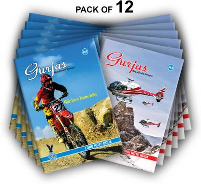 Gurjas Soft Bound Long A4 Notebook Ruled, Single Line 76 Pages