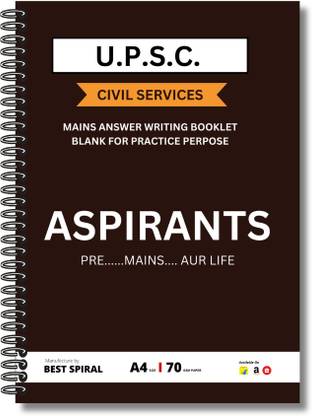 Best Spiral | UPSC Mains Answer Writing Booklet | UPSC Mains Answer Writing Sheet | A4 Notebook UNRULED 400 Pages