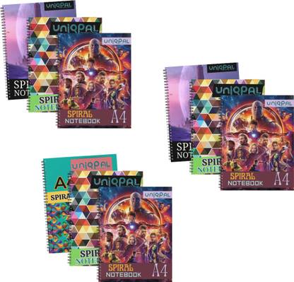 UNIQPAL SET OF 9 A4 Notebook RULED 200 Pages