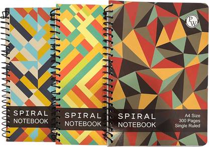 PW Physics Wallah Spiral Notebook Set of 3 Regular Note Pad Single Line Ruling 900 Pages