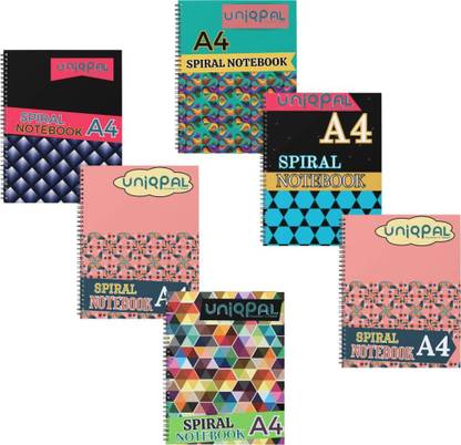 UNIQPAL SET OF 6 A4 Notebook UNRULED 200 Pages