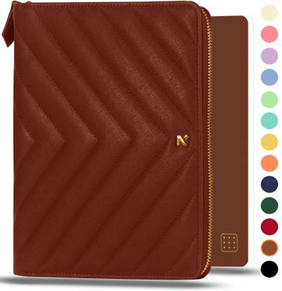 NEORAH A5 Notebook SLEEVE with Compendium+Dotgrid JOURNAL| Faux Leather Sleeve+Penloop A5 Organizer ‎Dotted 160 Pages
