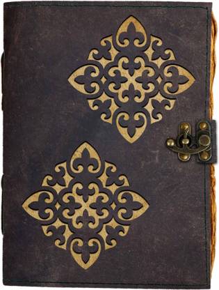 DI-KRAFT Laser cutting design leather journal Handmade Paper diary A5 Journal unruled 200 Pages