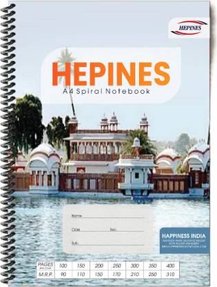HEPINES Spiral Notebook Soft Plastic Cover, Students Single Line Register Spiral Binding A4 Notebook Ruled 400 Pages