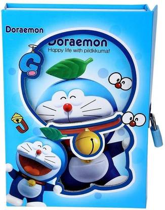 Furnish Marts Doraemon Small Size Diary with Lock Case for Kids Gifts Options A6 Diary Yes 60 Pages