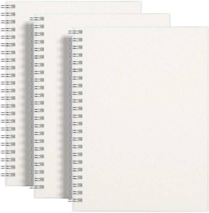 INNAXA Blank Notebook Spiral 3 Pack - A5 Unlined Notebook with Clear Hardcover A5 Notebook Blank 160 Pages