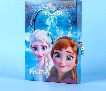 Art Bundle Frozen Small Size Diary with Lock Case for Kids Gifts Options - 16.5 * 15 * 3 cm cm ( Pack of 1) A6 Diary Ruled 60 Pages