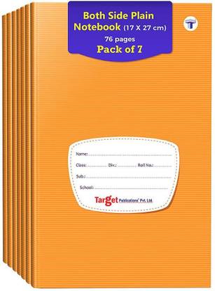 Target Publications Small Notebooks | Both Sides Blank Copy |17 x 27 cm Approx | GSM 58 | Pack of 7 Regular Notebook Unruled 76 Pages