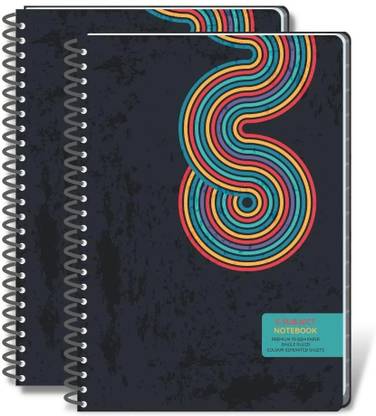 Pragya Elite Spiral Notebooks| Hard Cover| (17.5x25)| 70 GSM Premium Paper|5 Subject B5 Notebook Single Line 250 Pages