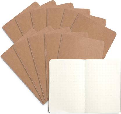 TWONE Travel Journals, Bulk 12 Pack Journal Set with Dotted Grid Paper A5 Notebook Dotted 64 Pages