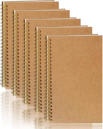 PALUDO Spiral Notepad Kraft Cover Notebooks Bulk Journals,Notepads Planner for Office A5 Notebook Graph 120 Pages