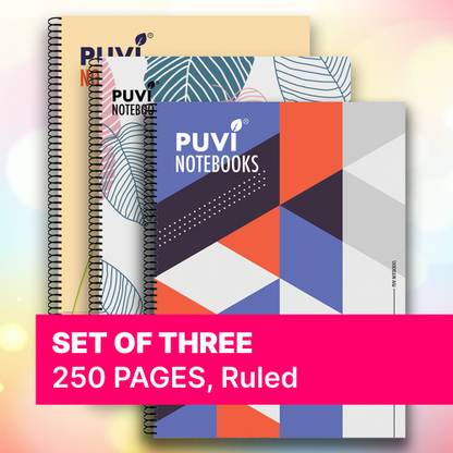 Puvi SPIRAL NOTEBOOK A4 Note Book Ruled 250 Pages