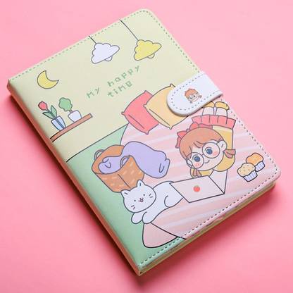 Lyla Portable Small Cute Notebook Kawaii Magnetic Buckle A4 Journal Ruled 112 Pages