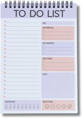 Hippie Toobi To Do List Daily Planner with Priority Sections, Water Intake and Mood Tracker A5 Note Pad Ruled 60 Pages
