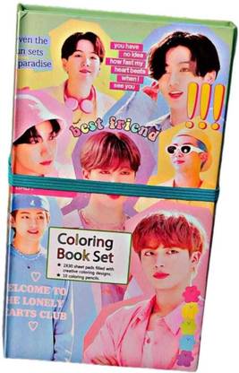 AARNASHOPPE BTS COLOURING BOOK SET Pen Gift Set