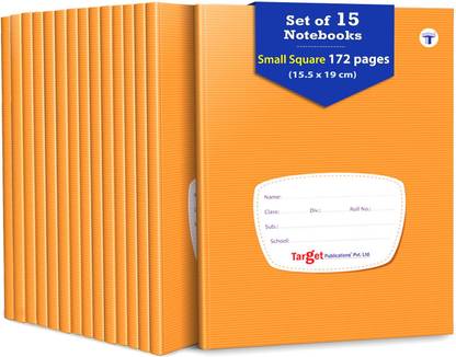 Target Publications Small Square Notebooks for Kids & Students | Maths Copy |15.5 x19 cm| Pack of 15 Regular Notebook Small Square 2580 Pages