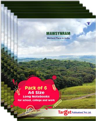 Target Publications Long | Mawsynram|Single Line Copy|A4 Size 164 Pages|21x29.7cm Regular Notebook Ruled Pages 140 Pages